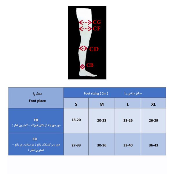 جوراب واریس با کفی مدل AD (کف پا تا پایین زانو) برند سگال مد - Image 2