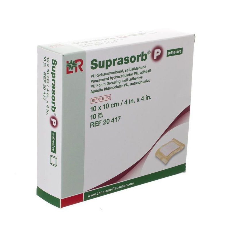 suprasorb-p-border-10x10cm-10-stuck.jpg پانسمان فوم چسبدار سوپرازورب پی لوهمن روشه - Image 1