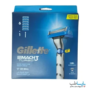 ژیلت دستگاه مدل مچ تری توربو MACH3 TURBO با 6 یدک (اصل) برند Gillette